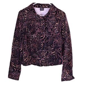 Vintage Tribal Women's Cotton Animal Print Paisley Jacket Fall Winter - Size 8